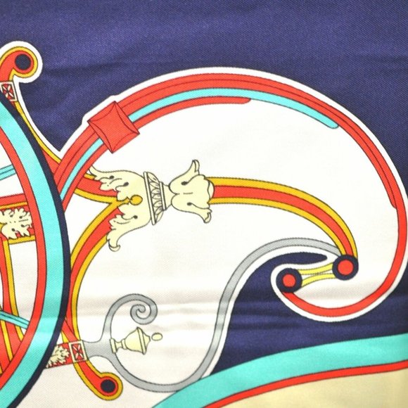 Authentic HERMES Carre 90 Scarf "WASHINGTON'S CARRIAGE" Silk Red - Picture 9 of 14